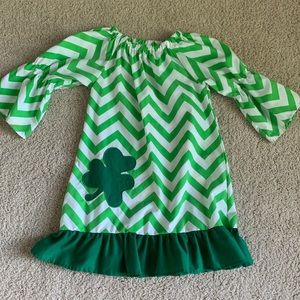 St. Patrick’s girls dress, green clover 5
